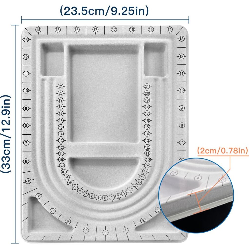 The Bead Board with Clear Cover,Grey Flocked,6 Recessed Compartments,3 U-Shaped - Picture 2 of 5